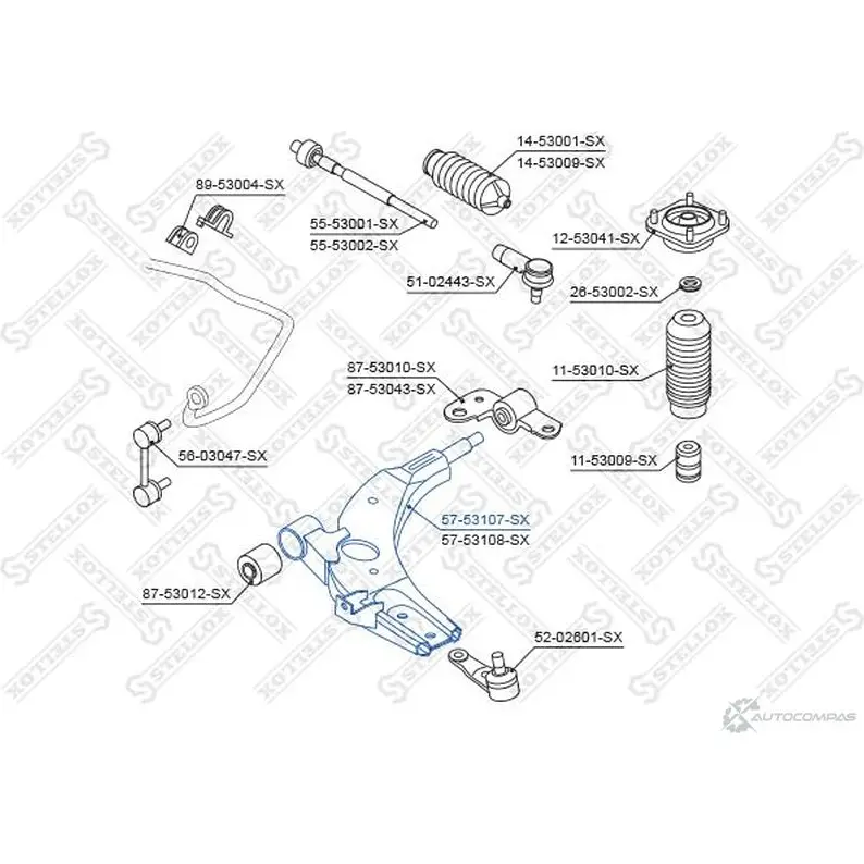 Рычаг подвески STELLOX 155599767 3ZM3 6RX 57-53107-SX 4057276234918 изображение 0