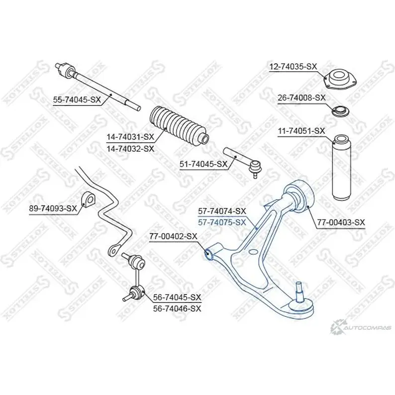 Рычаг подвески STELLOX 4057276238718 3615952 M L32P 57-74075-SX изображение 1