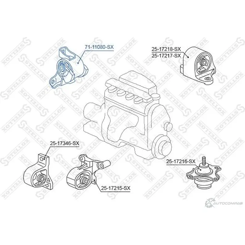 Подушка двигателя STELLOX 4057276257917 532477020 71-11080-SX 8V5Z8 2S изображение 0