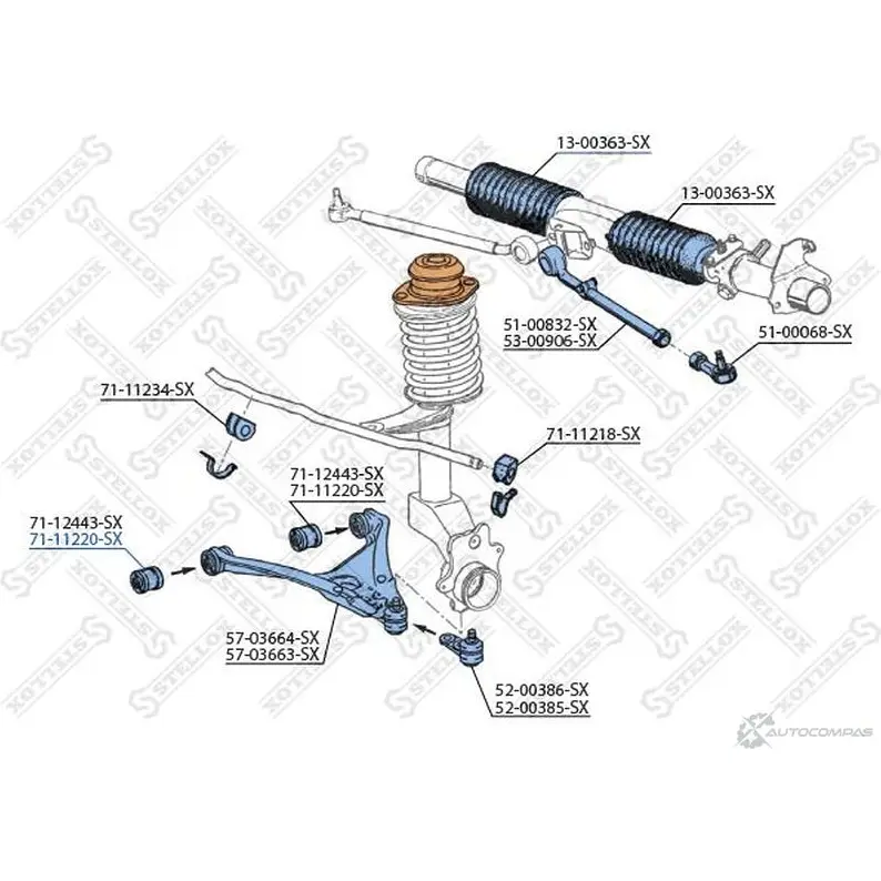 Сайлентблок STELLOX 4057276258563 2DM 8ORP 71-11220-SX 3619614 изображение 1