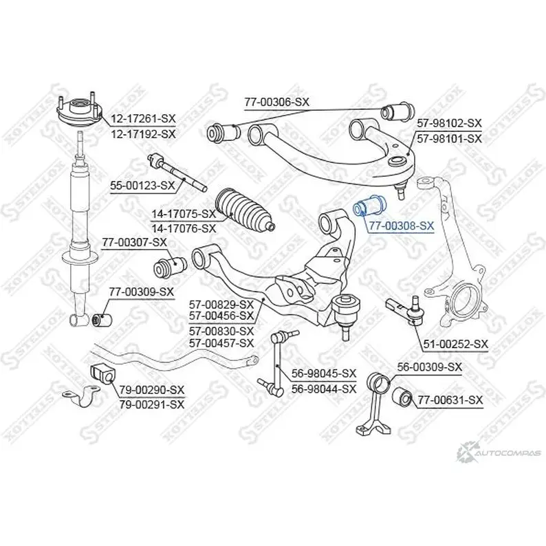 Сайлентблок STELLOX 77-00308-SX 626115086 4057276264663 RW8 QH - Изображение 1