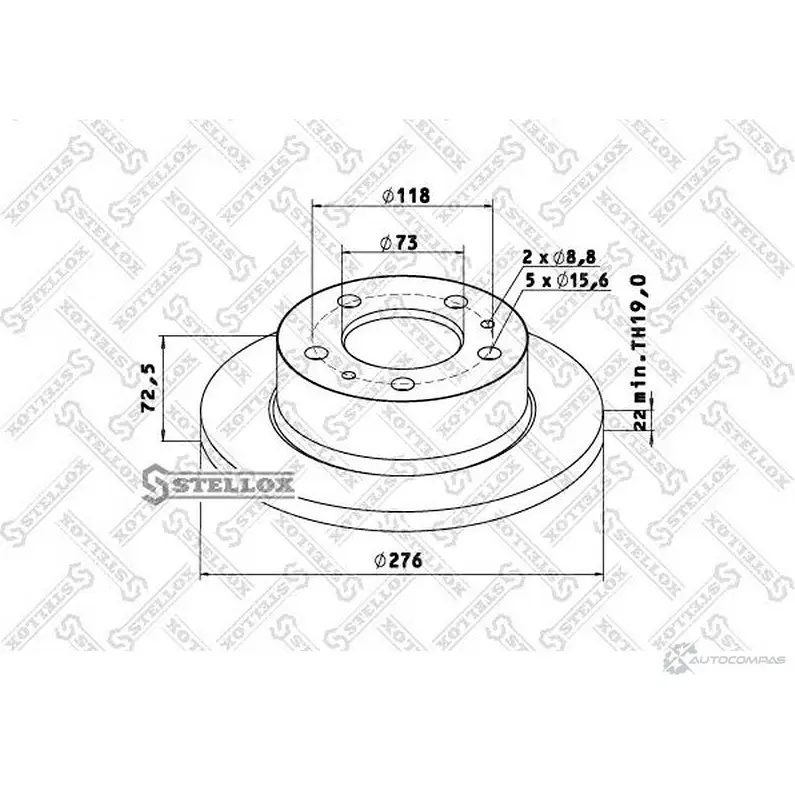 Тормозной диск STELLOX 4057276365933 85-00719-SX ADL IU 3626852 изображение 0