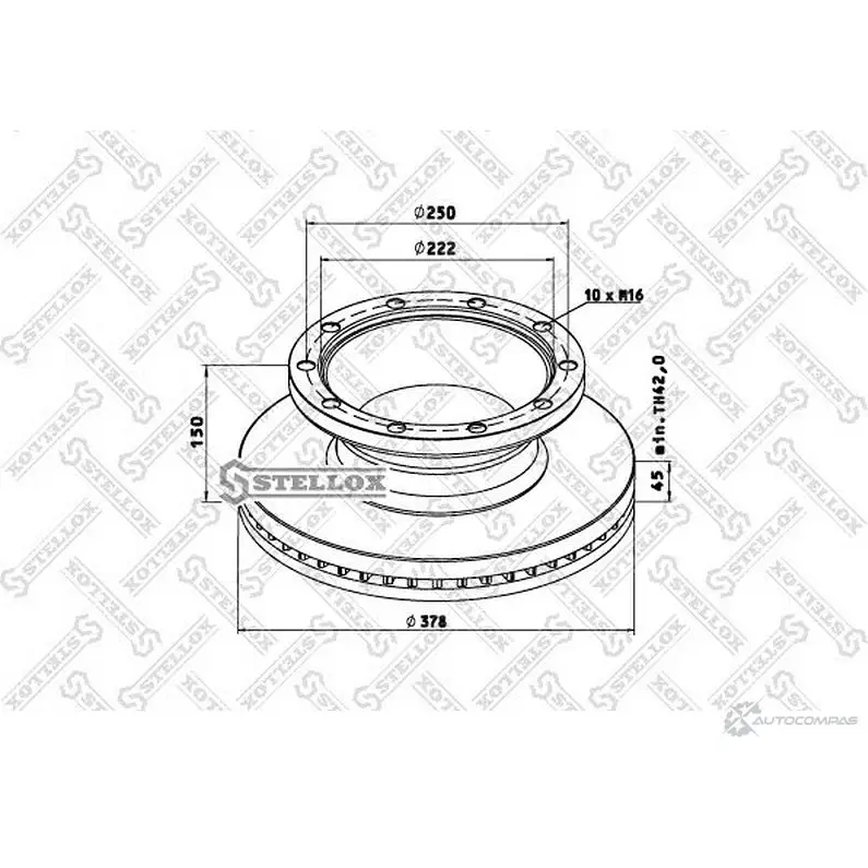 Тормозной диск STELLOX 3626908 4057276366855 85-00812-SX UWFI5 QO