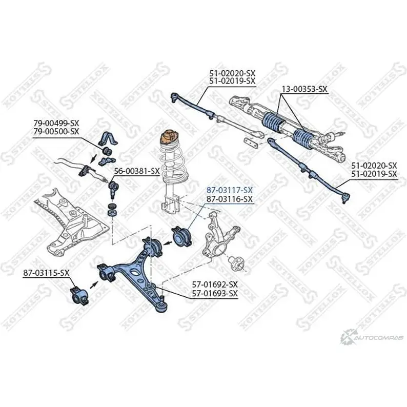 Сайлентблок STELLOX HBQ FJF 4057276400924 87-03117-SX 3628912 изображение 0