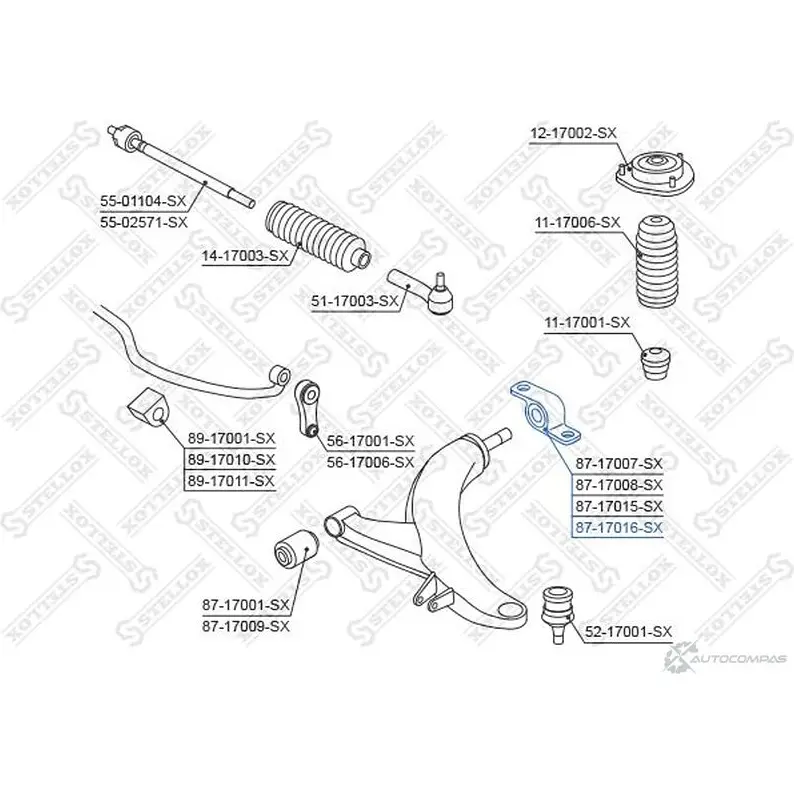 Сайлентблок STELLOX 3629704 3H 03B 4057276413962 87-17016-SX - Изображение 1