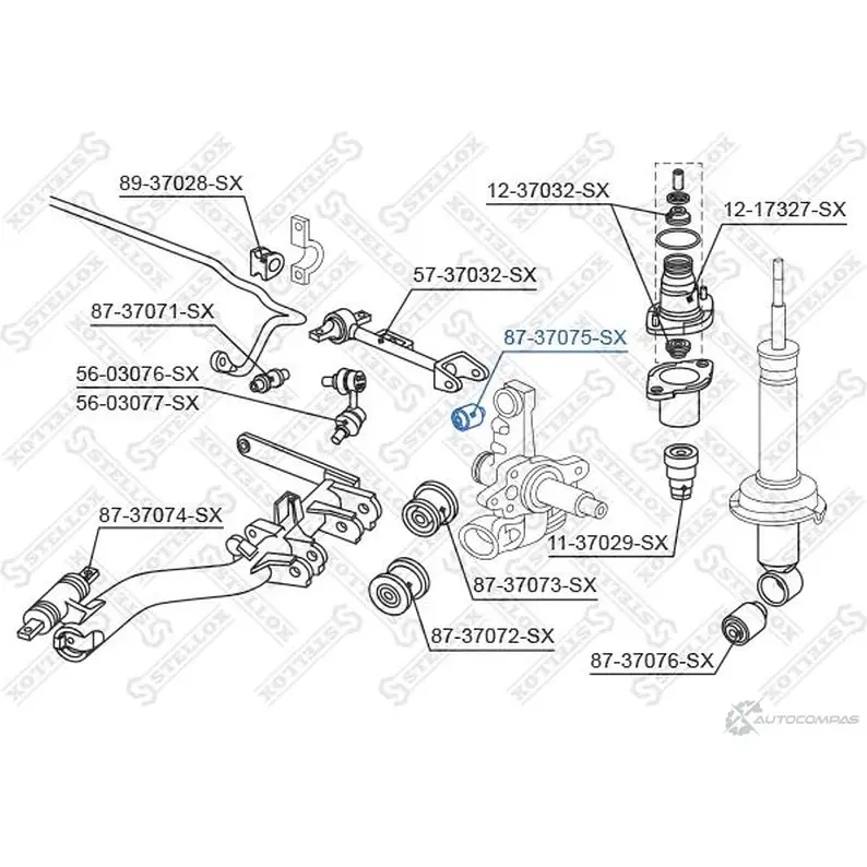 Сайлентблок STELLOX 87-37075-SX AX BWD 176963181 4057276426788 изображение 1