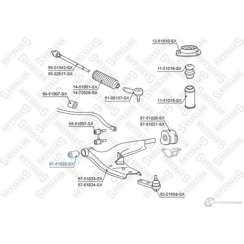 Сайлентблок STELLOX 553769422 N9DXQ N 87-51022-SX 4057276431133 изображение 1