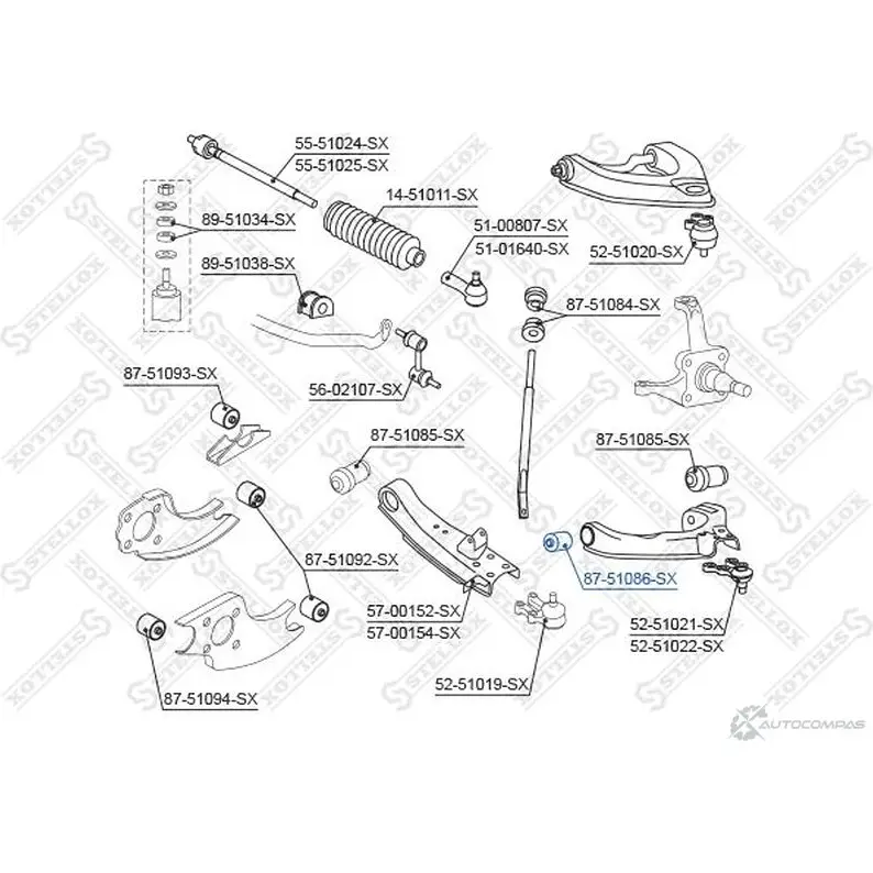 Сайлентблок STELLOX 87-51086-SX 193775989 4057276431751 EV65 X