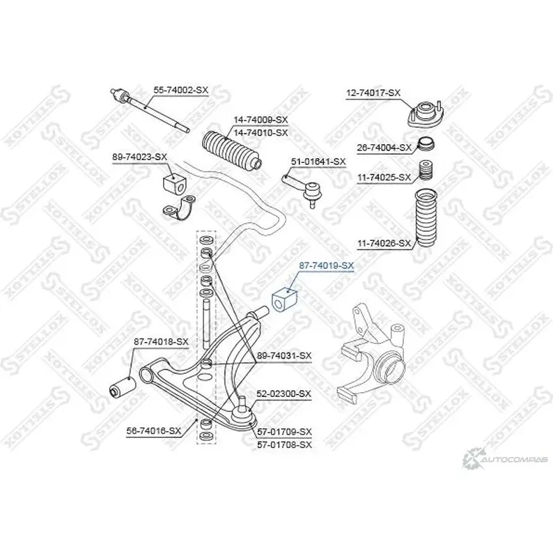 Сайлентблок STELLOX 8 VDWR 87-74019-SX 4057276436558 3631155 изображение 1