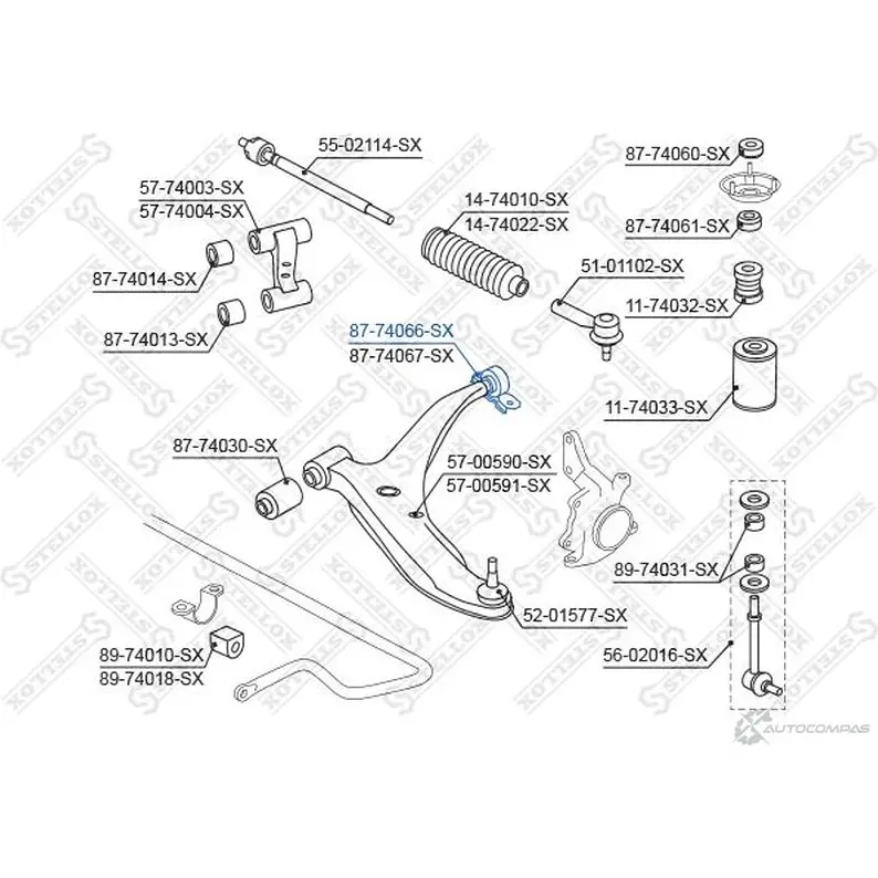 Сайлентблок STELLOX 87-74066-SX 777841294 2 8WJ6L5 4057276437012 изображение 1