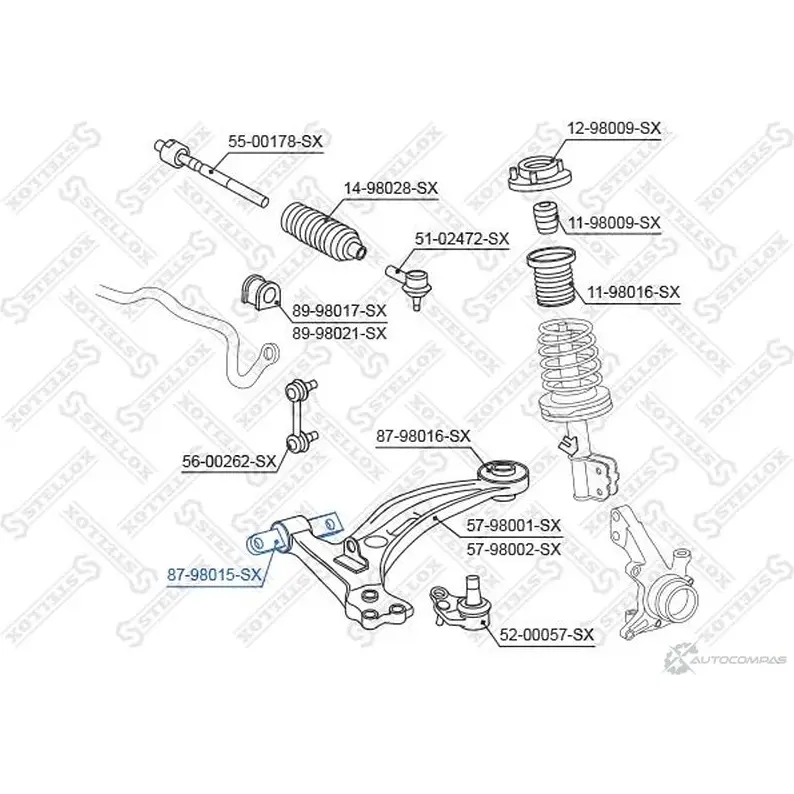 Сайлентблок STELLOX 4057276438118 4W5 MP3D 1037531752 87-98015-SX изображение 1