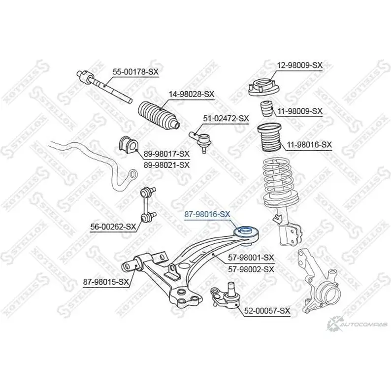 Сайлентблок STELLOX 3631214 4057276438125 4F 3ZBGF 87-98016-SX изображение 1