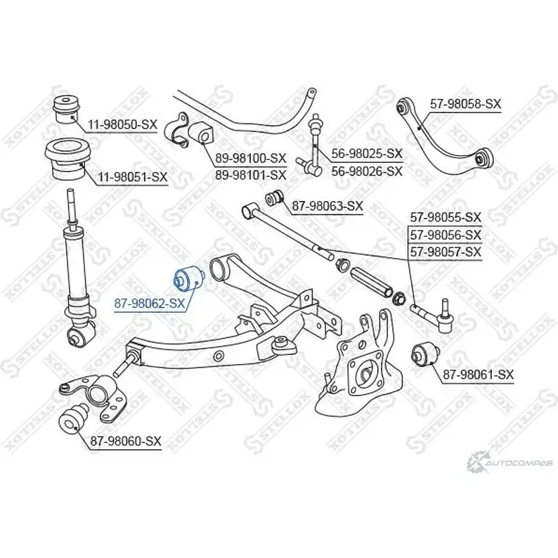 Сайлентблок STELLOX 4057276438576 1037541828 87-98062-SX J53L68 6 изображение 1