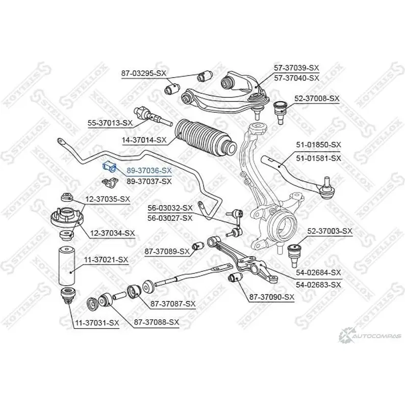 Втулка стабилизатора STELLOX 193786279 4057276450080 Z ZDXI 89-37036-SX изображение 1