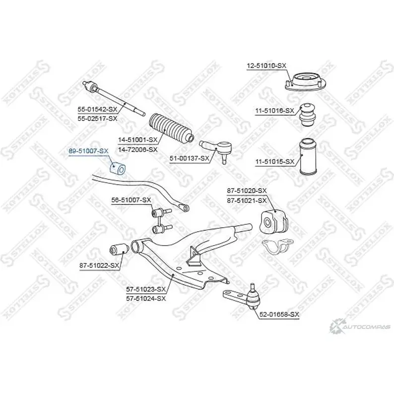 Втулка стабилизатора STELLOX 4057276450387 89-51007-SX 553763412 L RS5I изображение 1