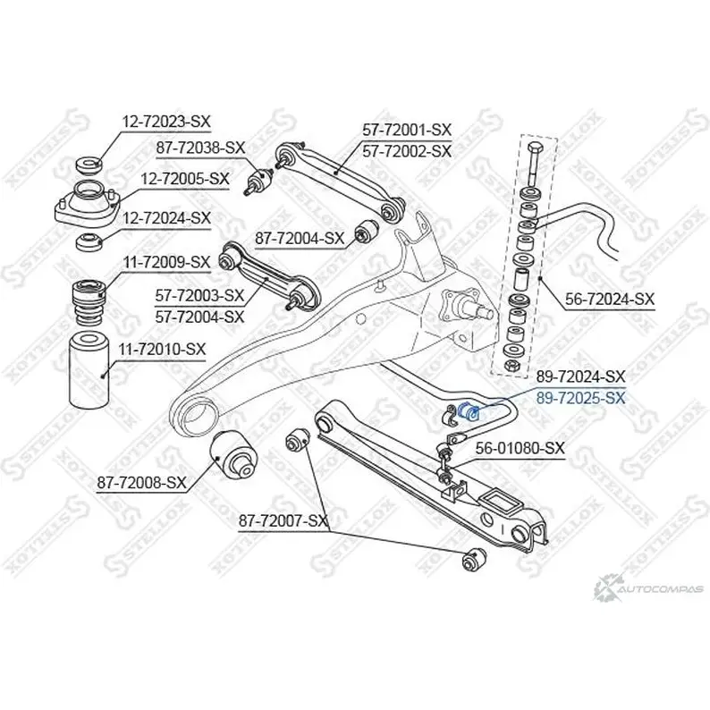 Втулка стабилизатора STELLOX 89-72025-SX 193794797 ZT851 X0 4057276452152 изображение 1