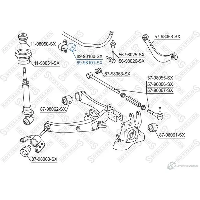 Втулка стабилизатора STELLOX 4057276454347 193793293 89-98101-SX T6AV FX изображение 1