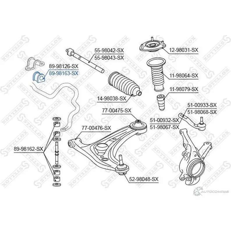 Втулка стабилизатора STELLOX 4057276454965 89-98163-SX 198847849 QP ESK изображение 1