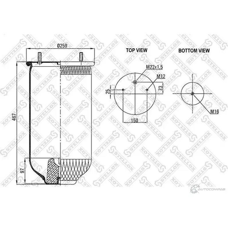 Пневмоподушка STELLOX Z88KRQF 90-26190-SX 4022 N P02 214875421 - Изображение 1