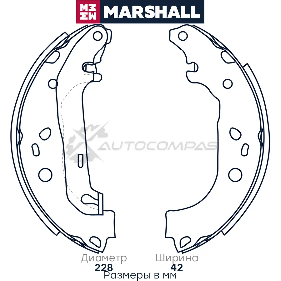 Тормозные колодки барабанные Ford Focus II 04- MARSHALL M2520207 4AU 71 1437232513 изображение 0