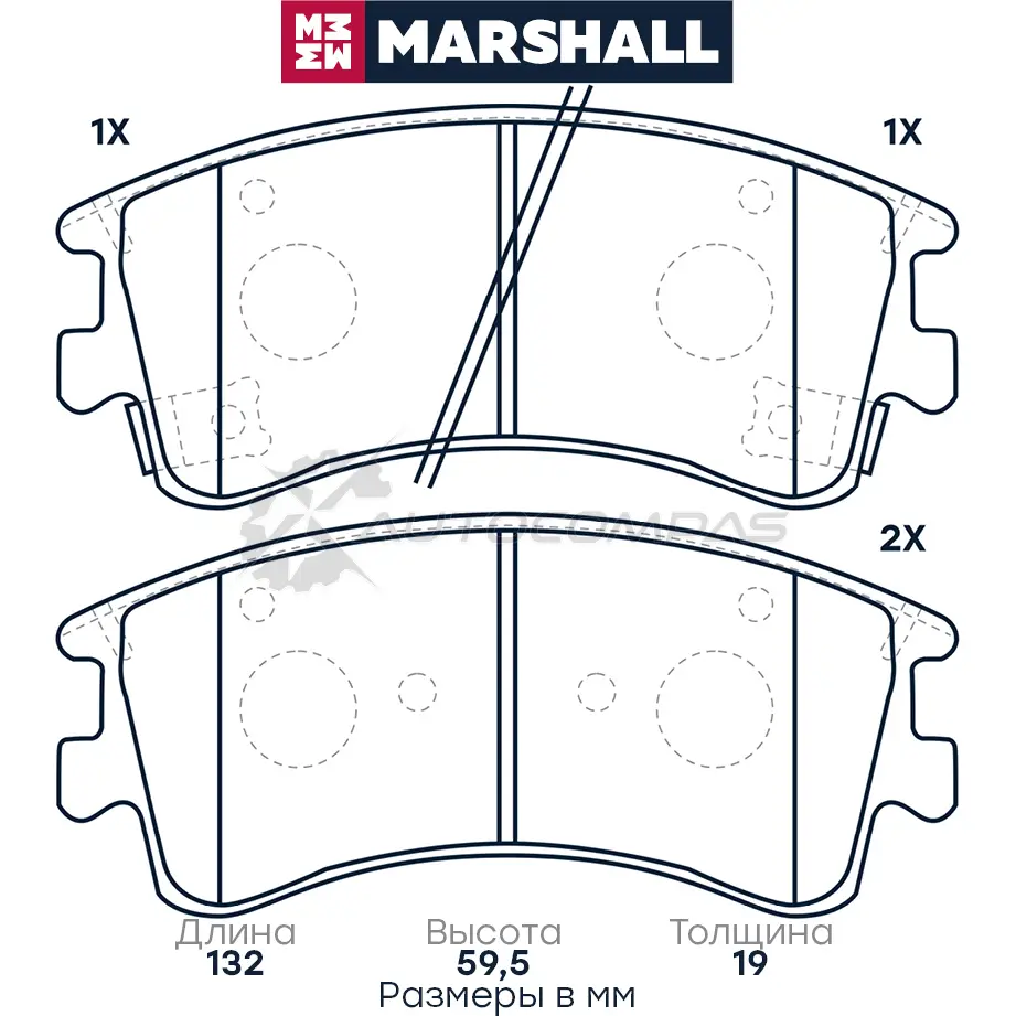 Тормозные колодки дисковые Mazda 6 I (GG) 02- MARSHALL 1437232598 M2624046 I F5AW - Изображение 1
