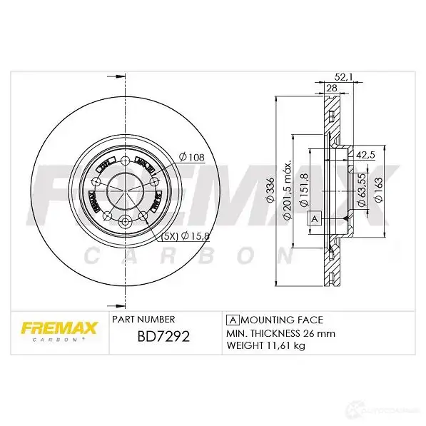 Тормозной диск FREMAX bd7292 WU S7H 2887546 изображение 0