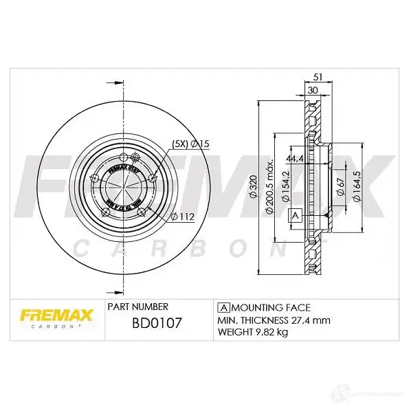Тормозной диск FREMAX 2886105 bd0107 72IK 6Q изображение 0