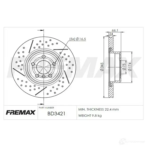 Тормозной диск FREMAX JCCU IG8 bd3421 2886721 изображение 0