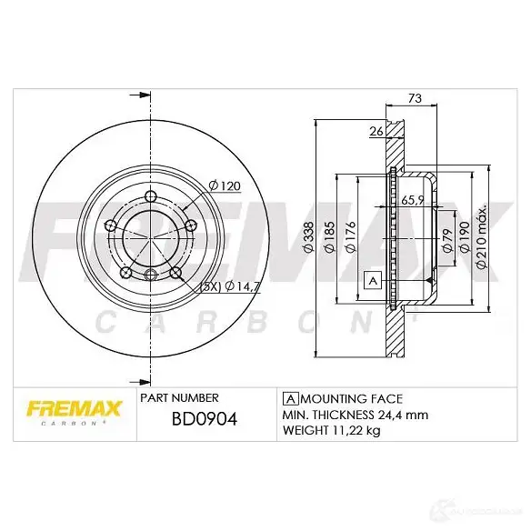 Тормозной диск FREMAX W49Q 6T 2886225 bd0904 изображение 0