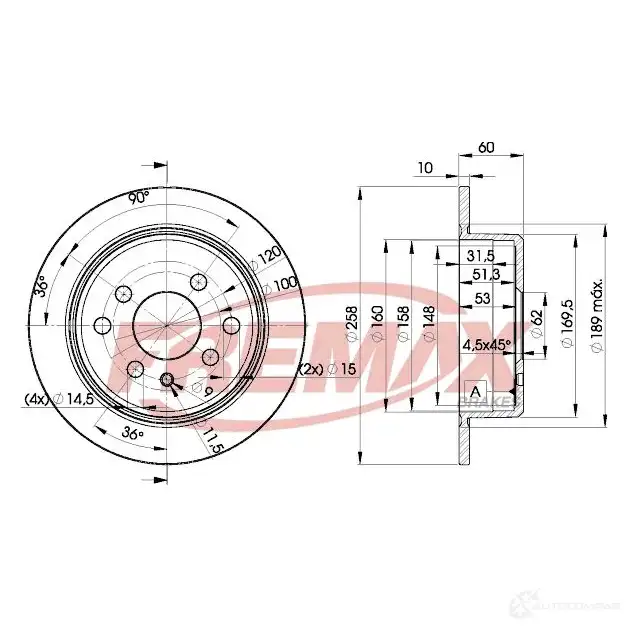 Тормозной диск FREMAX bd9581 2887783 BN J3E3