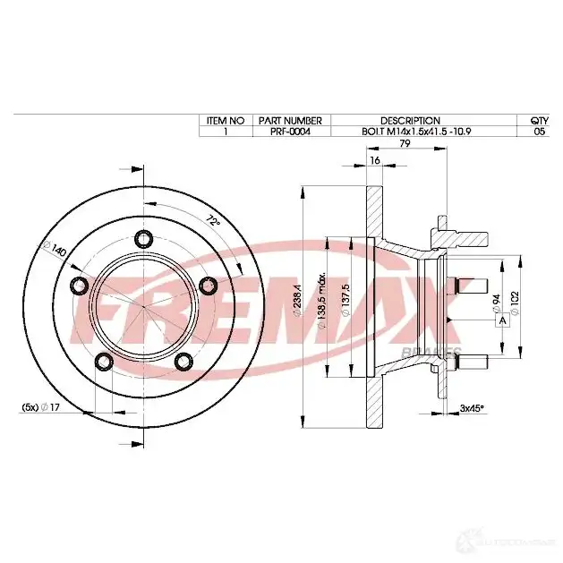 Тормозной диск FREMAX FKZZ RV 2886157 bd0372 изображение 0