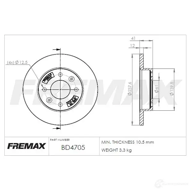 Тормозной диск FREMAX NS DCE bd4705 2887050 изображение 0
