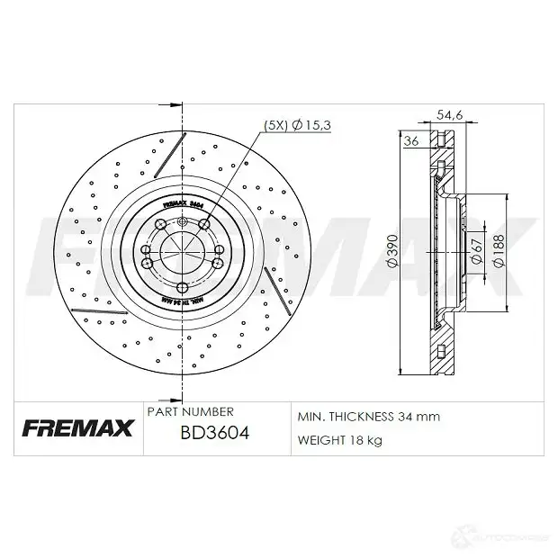 Тормозной диск FREMAX 2886774 bd3604 A9 LLL изображение 0