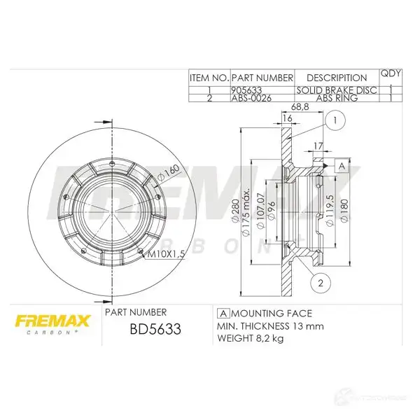 Тормозной диск FREMAX 2887302 PTX DN bd5633 изображение 0