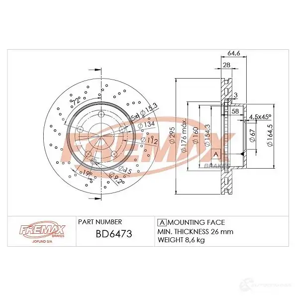 Тормозной диск FREMAX bd6473 2887439 B UXBP
