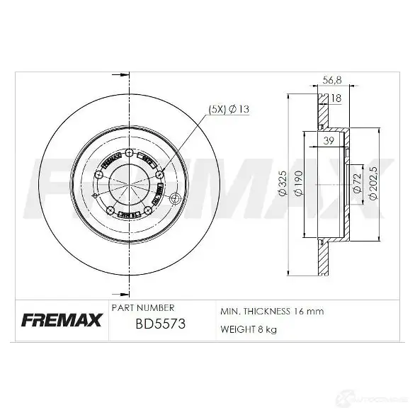 Тормозной диск FREMAX 2887270 LC QFUG bd5573 изображение 0