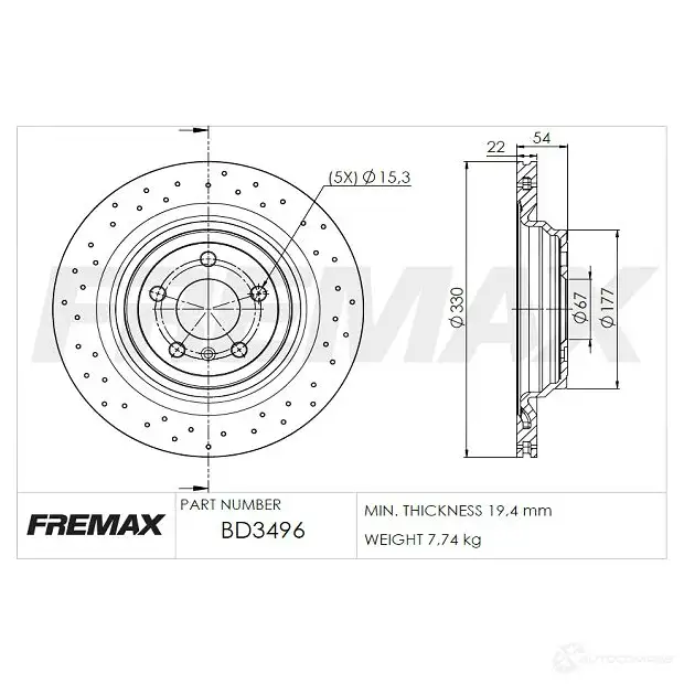 Тормозной диск FREMAX bd3496 2886731 TM C9XN