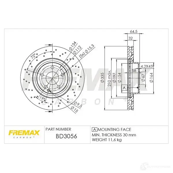 Тормозной диск FREMAX 2886610 LZ6H2 L bd3056 изображение 0