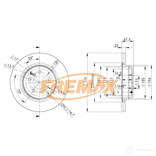 Тормозной диск FREMAX 2887018 bd4655 LNTD PCA