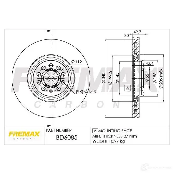 Тормозной диск FREMAX 2887385 AP JPYH bd6085