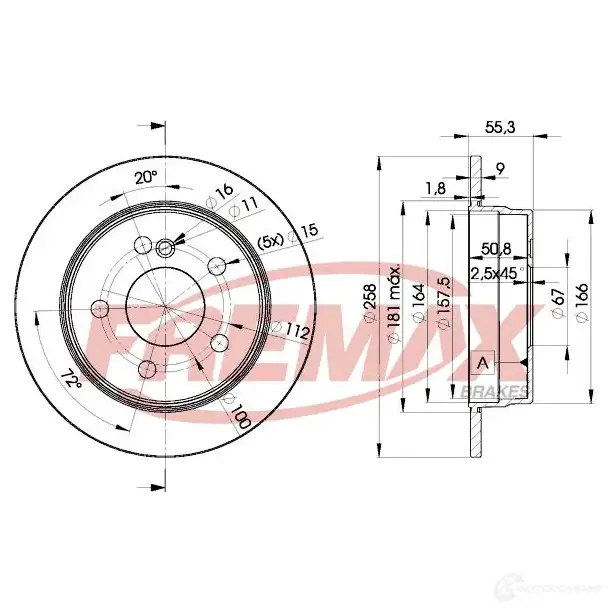 Тормозной диск FREMAX 2887436 F5 C9A bd6470