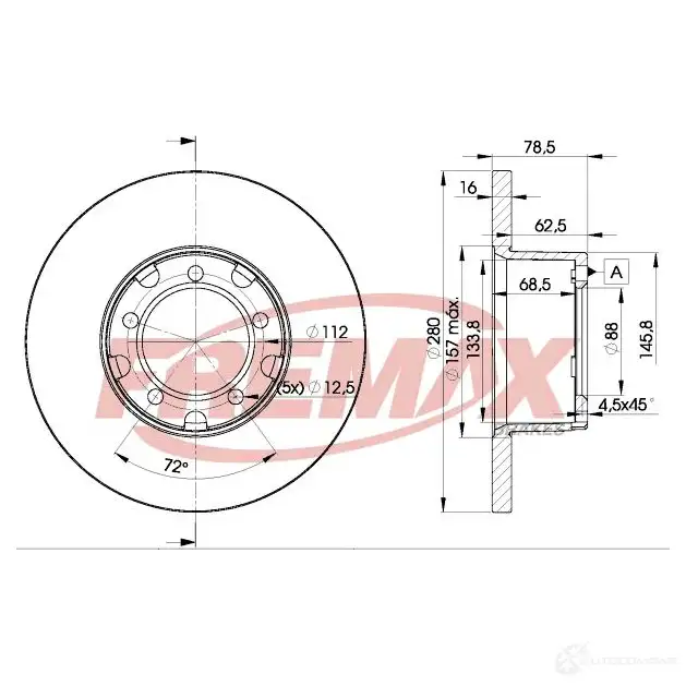 Тормозной диск FREMAX bd4280 2886949 IQ92 F