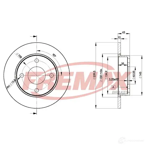Тормозной диск FREMAX bd1063 6D 9E8U 2886259