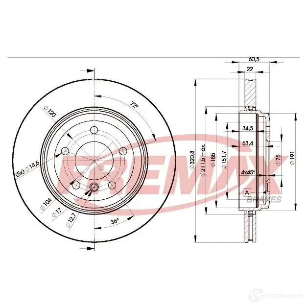 Тормозной диск FREMAX bd6073 25W HO 2887374