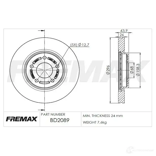 Тормозной диск FREMAX 1228739259 bd2089 H828 L