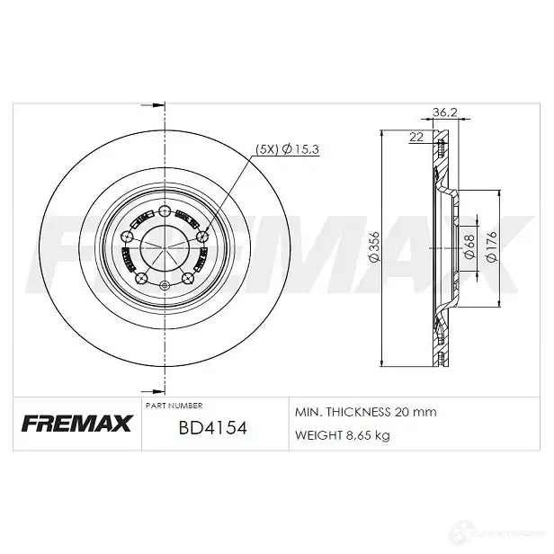 Тормозной диск FREMAX WZ 3T5CG bd4154 2886911 изображение 0