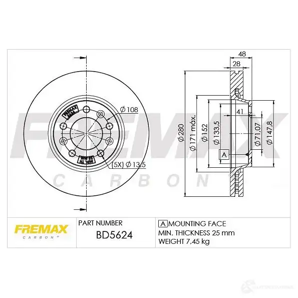 Тормозной диск FREMAX 2887297 V 7I1F3 bd5624