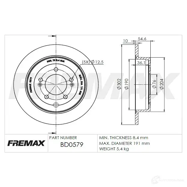 Тормозной диск FREMAX bd0579 1228737827 SQ QM9 изображение 0