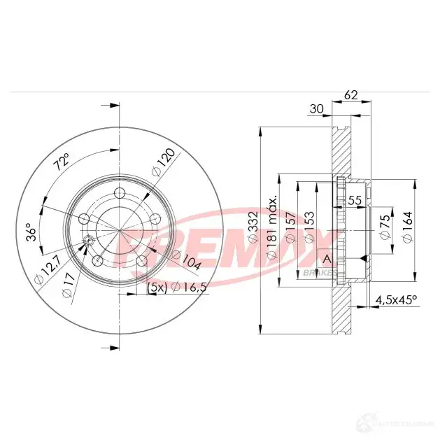 Тормозной диск FREMAX bd1985 MBFL V 2886384