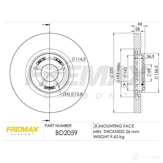 Тормозной диск FREMAX bd2059 N FM1CQ 2886411 изображение 0